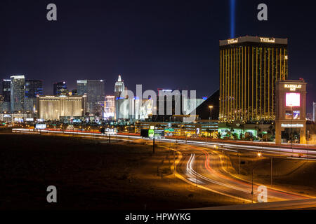 Editorial view of traffic leading to the Las Vegas strip.