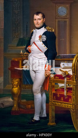 Napoleon Bonaparte. Portrait entitled 'The Emperor Napoleon in his Study at the Tuileries' by Jacques Louis David, oil on canvas, 1812. Stock Photo