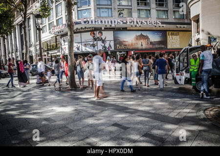 Local and tourists on the Avenue des Champs-elysees, Paris, France Stock Photo