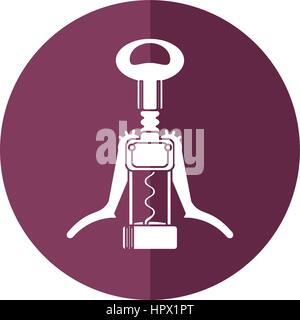 cork screw winery tool shadow Stock Vector
