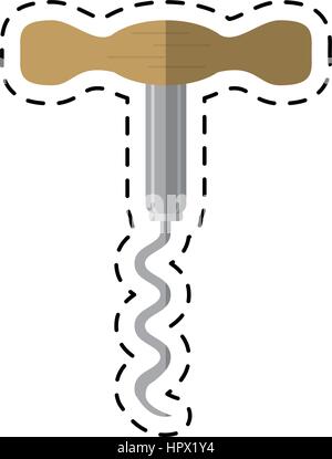 cartoon corkscrew wine handle icon Stock Vector