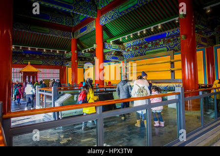 BEIJING, CHINA - 29 JANUARY, 2017: Temple of heaven, imperial complex various religious buildings as seen from inside, located in southeastern central Stock Photo