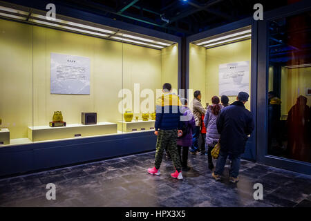 BEIJING, CHINA - 29 JANUARY, 2017: Indoors museum inside temple of heaven compund, imperial complex with various religious buildings located in southe Stock Photo