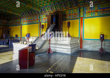 BEIJING, CHINA - 29 JANUARY, 2017: Indoors museum inside temple of heaven compund, imperial complex with various religious buildings located in southe Stock Photo