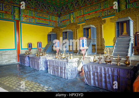 BEIJING, CHINA - 29 JANUARY, 2017: Indoors museum inside temple of heaven compund, imperial complex with various religious buildings located in southe Stock Photo