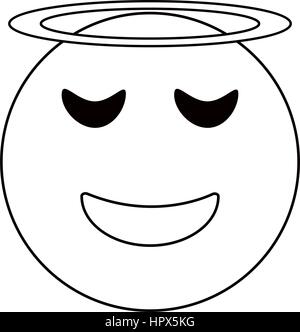 angel emoticon style thin line Stock Vector
