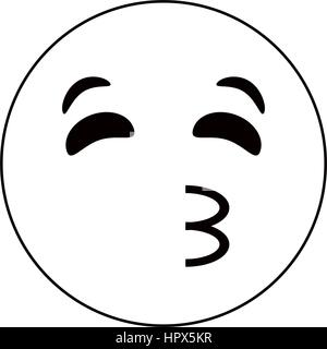 kissing emoticon style thin line Stock Vector