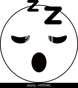 sleepy emoticon funny thin line Stock Vector
