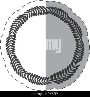 laurel crown round label decoration thin line Stock Vector