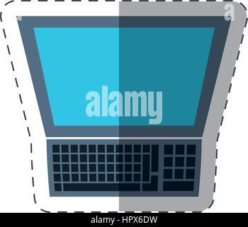 laptop study technology cut line Stock Vector
