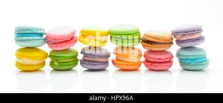 Delicious French macaroons in assorted colours Stock Photo
