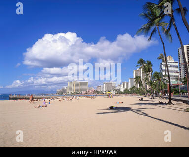 Waikiki Beach, Honolulu, Oahu, Hawaii, United States of America Stock Photo
