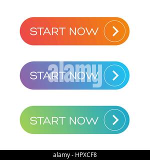 Start Now web button set Stock Vector