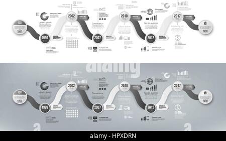 Infographics arrow timeline hystory template black and white Stock Vector