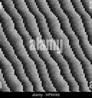 Alternating gradient transition in grey hue stripes are forming seamless knitting vector pattern as a fabric texture Stock Vector