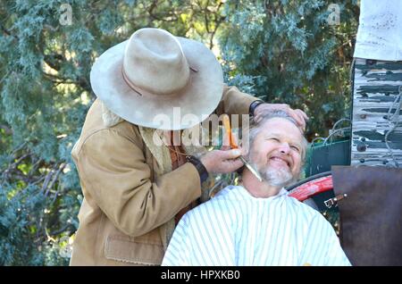 Unidentified man getting a shave Stock Photo