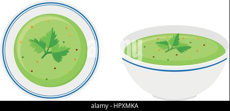 Cream vegetable soup in bowl illustration Stock Vector