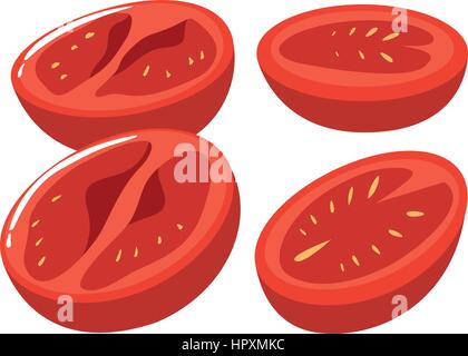 Slices of fresh tomatoes illustration Stock Vector