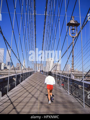 Pedestrian walkway over Brooklyn Bridge, Manhattan, New York, New York State, United States of America