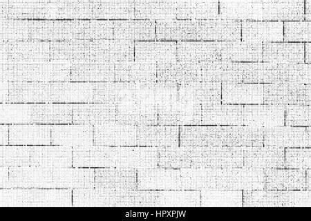 Halftone brick wall dotted pattern as a background. Black and white abstract backdrop. Grunge halftone dots effect vector texture for your design Stock Vector