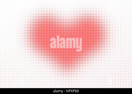 Halftone dotted heart shape pattern as a background. Comics pop art ...