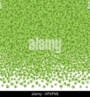 Abstract Saint Patrick's Day background. Vector illustration of falling shamrock leaves for your poster, postcard or greeting card design Stock Vector