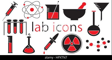 Laboratory icons vector isolated white background. Stock Vector