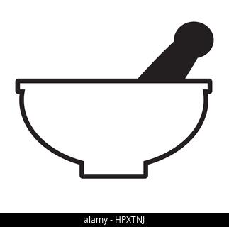 Mortar and pestle icon vector isolated white background. Stock Vector