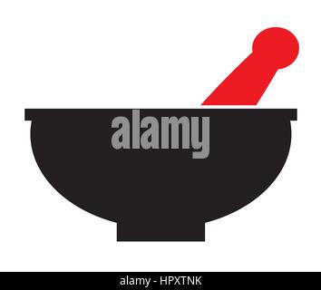 Mortar and pestle icon vector isolated white background. Stock Vector