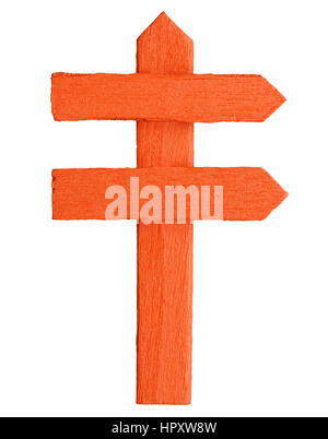The road sign of orange color is isolated on a white background. Stock Photo