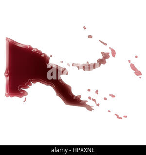 Pool of blood (or wine) that formed the shape of Papa New Guinea. (series) Stock Photo