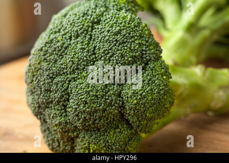 Fresh green organic broccoli close up Stock Photo