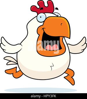 A happy cartoon rooster running and smiling. Stock Vector