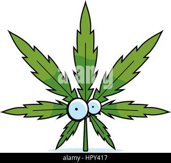 A green cartoon marijuana leaf with eyes. Stock Vector