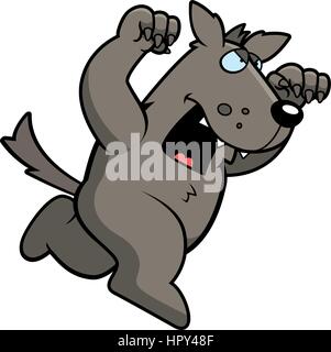 A cartoon wolf running to attack with claws out. Stock Vector