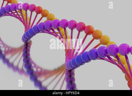DNA multi color isolated on white 3d render Stock Photo
