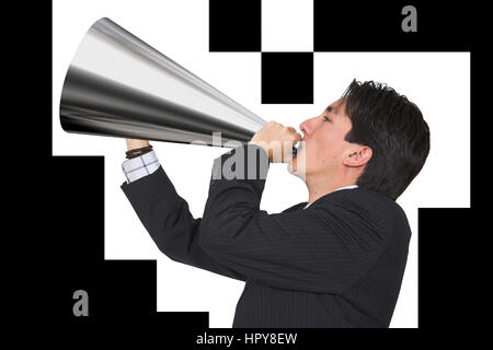 business announcement through loudspeaker 1 Stock Photo