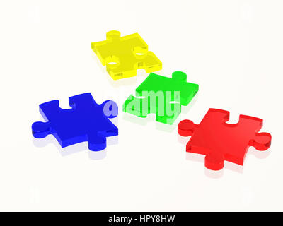 puzzle pieces in bright colours Stock Photo