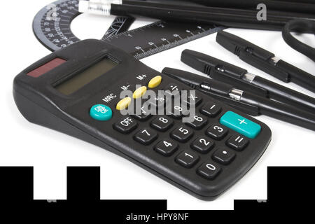 black office utencils over white Stock Photo