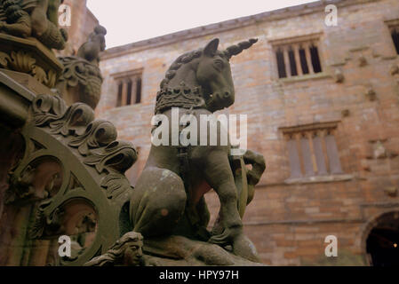 Llinlithgow fountain palace birthplace of Mary Queen of Scots unicorn symbol Stock Photo