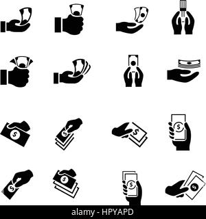 Money in the hand icons Stock Vector