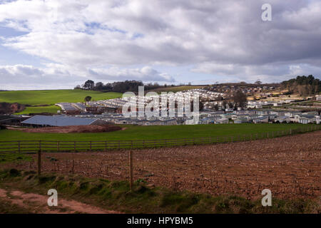 Caravans and holiday homes at Ladram Bay, a holiday park in East Devon, UK. Stock Photo