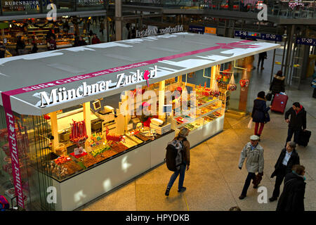 Sweet Shop in Hauptbahnhof Mainstation, Munich, Upper Bavaria, Germany, Europe Stock Photo