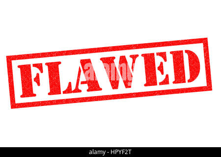 FLAWED red Rubber Stamp over a white background. Stock Photo