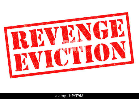 REVENGE EVICTION red Rubber Stamp over a white background. Stock Photo