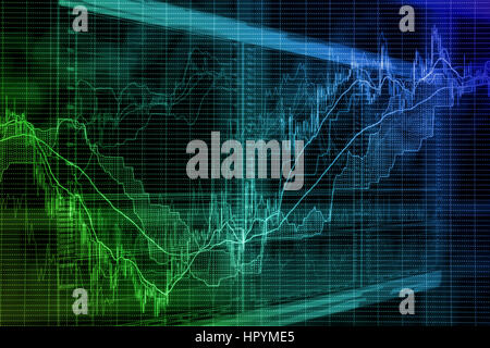 Abstract blurred background based on stock market graphs on the screen. Stock exchange activity and exchange rates theme Stock Photo