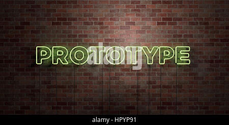 PROTOTYPE - Glowing Neon Sign on stonework wall - 3D rendered royalty ...