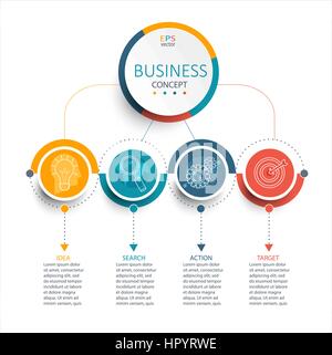 Vector illustration infographic template with 3D circles paper label, business template for presentation. Creative concept for infographic, diagram. Stock Vector