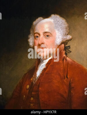 John Adams. Portrait of the 2nd US President, John Adams (1735-1826) by Gilbert Stuart, oil on wood, c.1821 Stock Photo