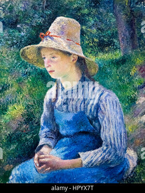 Camille Pissarro (1830-1903) 'Peasant Girl with a Straw Hat', oil on canvas, 1881. Stock Photo